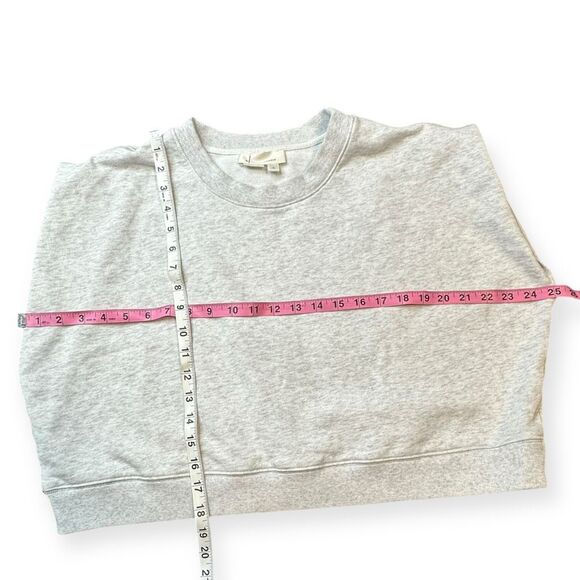 BY ANTHROPOLOGIE Women’s Heather Gray Cropped Cotton Crewneck Sweatshirt Size XL - Picture 5 of 5